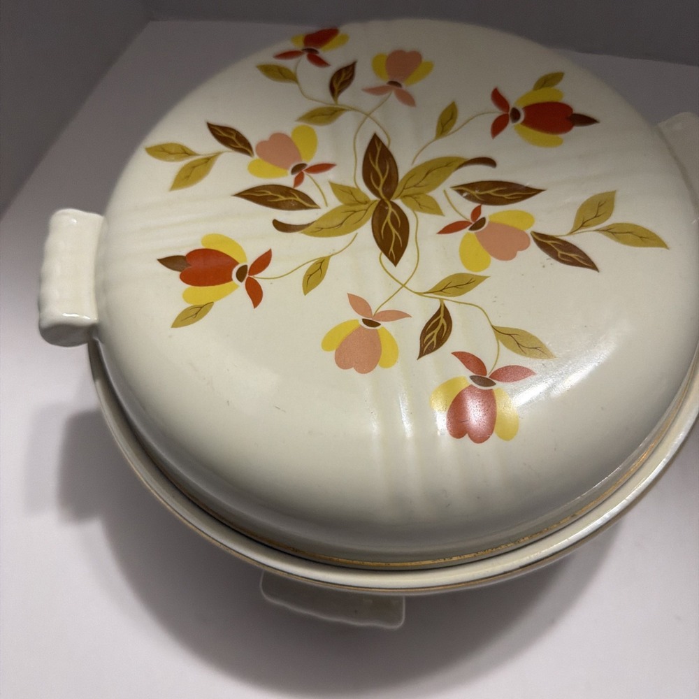 Hall Superior Autumn Leaf Casserole Dish with Lid Jewel Tea Vintage Ceramic